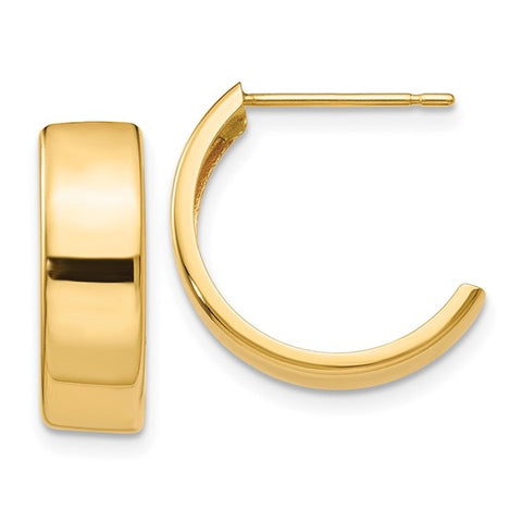 14 Karat Yellow Gold Post Half Hoop Earring