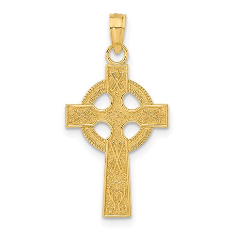 14 Karat Yellow Gold Ladies Celtic Cross