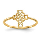 14 Karat Yellow Gold Ladies Celtic Cross Ring