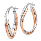 14 Karat Rose & White Gold Twist Hoop Earrings