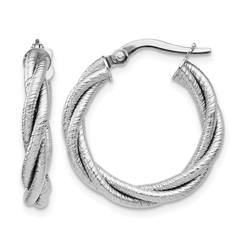 14K White Gold Triple Twist Hoop Earrings