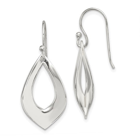 Sterling Silver Polished Teardrop Dangle Earrings