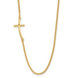 Gold Plated Sterling Silver Sideways Cross Necklace