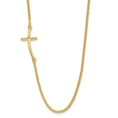 Gold Plated Sterling Silver Sideways Cross Necklace