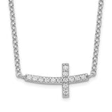 Sterling Silver Cubic Zirconia Sideways Cross Necklace