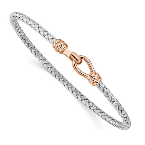 Sterling Silver with Rose Gold Plated Accent Flex Cuff