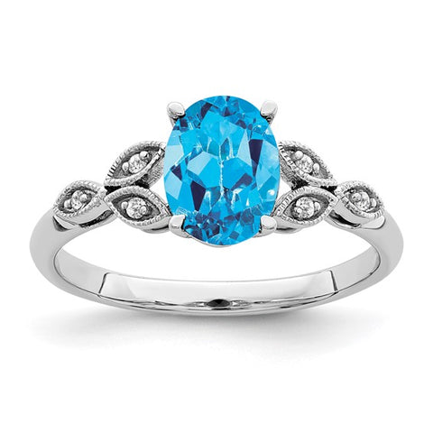 Blue Topaz and Diamond Ring