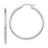 14 Karat White Gold 2mm Hoop Earrings