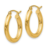 14 Karat Yellow Gold Polished 3mm Hoop Earrings
