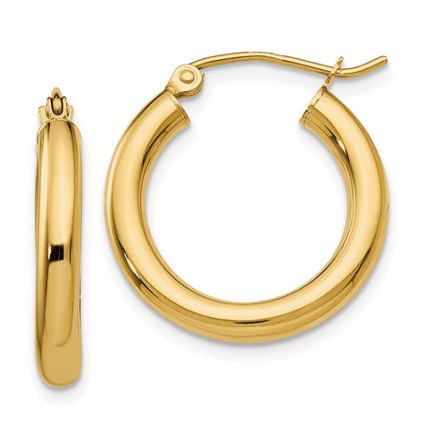 14 Karat Yellow Gold Polished 3mm Hoop Earrings