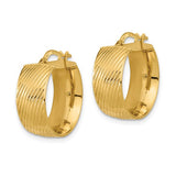 14K Yellow Gold 8mm Polished Textured Hoop Earrings