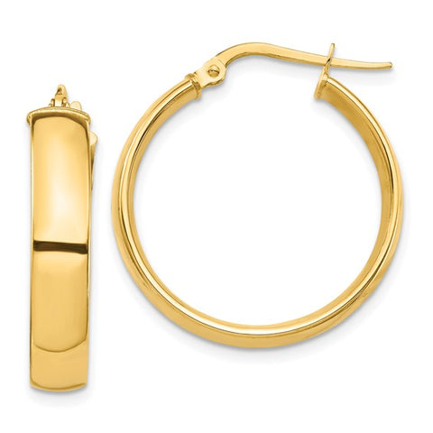 14k Yellow Gold High Polished 5mm Hoop Earrings