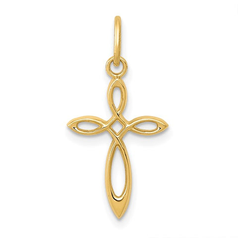 14 Karat Yellow Gold Small Ribbon Cross