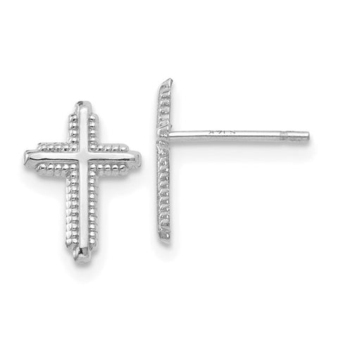 14 Karat White Gold Cross Post Earrings