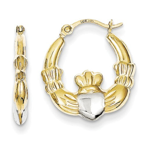 10 Karat Yellow Gold Claddagh Hoops