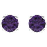 14K White Gold Amethyst Stud Earrings