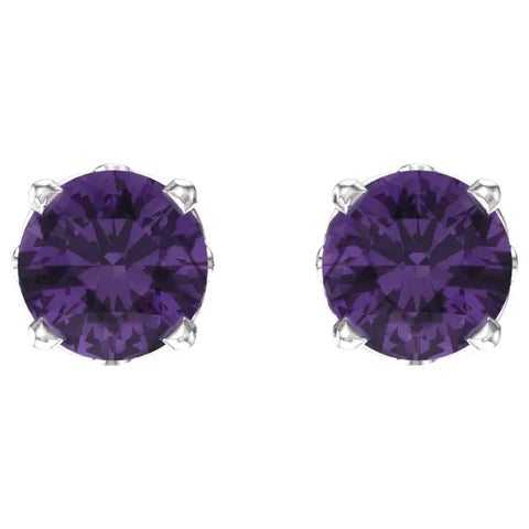 14K White Gold Amethyst Stud Earrings