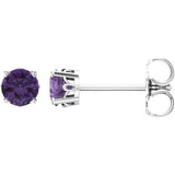 14K White Gold Amethyst Stud Earrings
