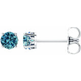 14 Karat White Gold Blue Topaz Earrings
