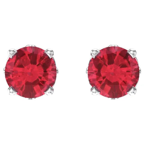 14K White Gold Ruby Stud Earrings