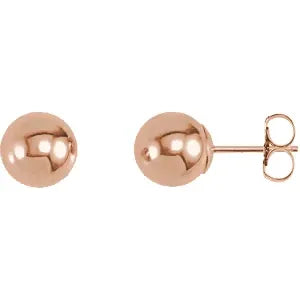 14 Karat Rose Gold 6mm ball pierced earring