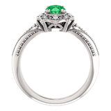 Vintage Style Oval Emerald & Diamond Ring