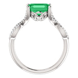 Contemporary Emerald and Diamond Ring