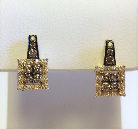 LeVian Chocolate & White Diamond Earrings
