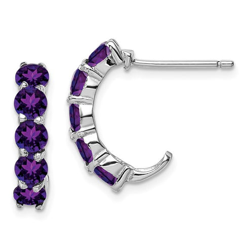Sterling Silver Rhodium Plated Amethyst Earrings
