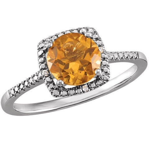 Sterling Silver November Birthstone Halo Ring