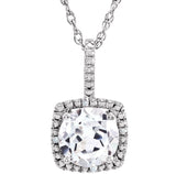 Sterling Silver April Birthstone Halo Necklace