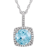 Sterling Silver December Birthstone Halo Necklace