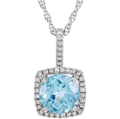 Sterling Silver December Birthstone Halo Necklace