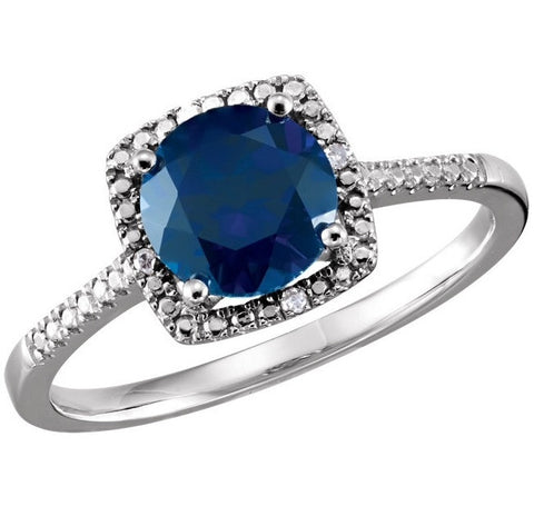 Sterling Silver September Birthstone Halo Ring