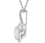 Sterling Silver October Birthstone Halo Necklace