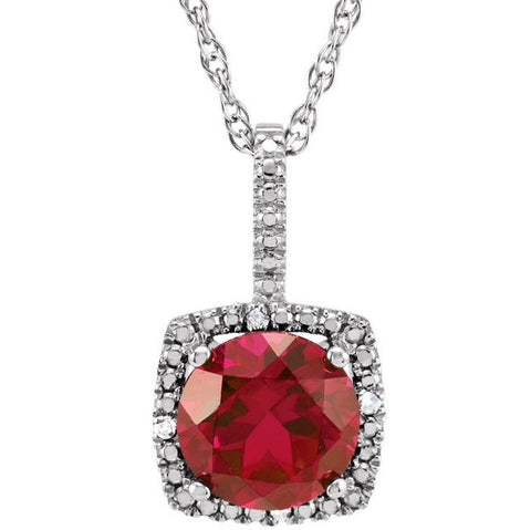 Sterling Silver July Birthstone Halo Necklace