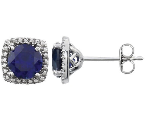 Sterling Silver September Birthstone Halo Earrings