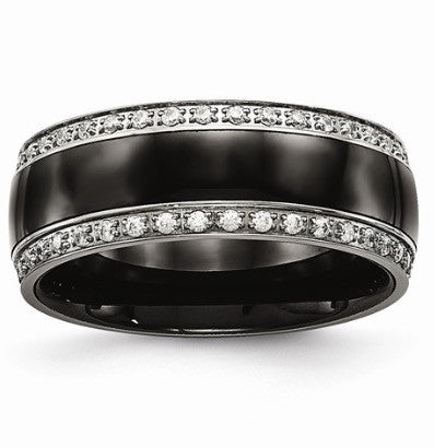Black Ceramic CZ Band