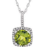 Sterling Silver August Birthstone Halo Necklace