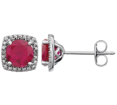 Sterling Silver July Birthstone Halo Earrings