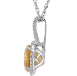 Sterling Silver November Birthstone Halo Necklace