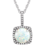 Sterling Silver October Birthstone Halo Necklace