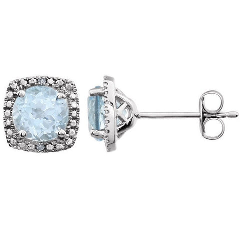 Sterling Silver December Birthstone Halo Earrings