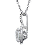 Sterling Silver April Birthstone Halo Necklace