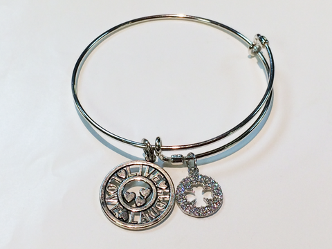 Sterling Silver Clover Expandable Charm Bangle Bracelet
