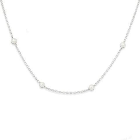 White Pearl Station Necklace
