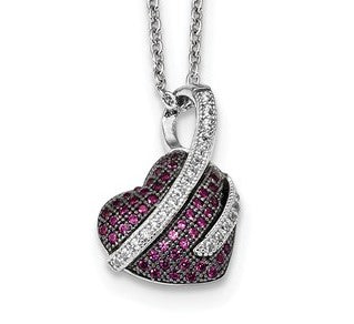 Sterling Silver Cubic Zirconia Heart Necklace