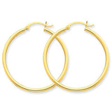 14 Karat Yellow Gold 2mm Hoop Earrings