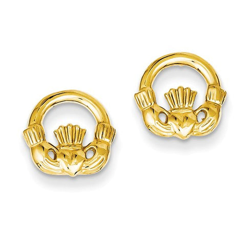 14 Karat Yellow Gold Claddagh Earrings