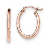 14 Karat Rose Gold 2mm Oval Hoop Earrings